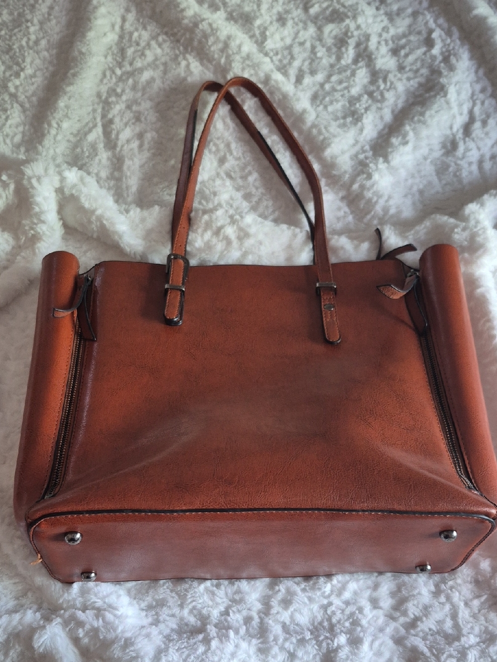 Brown Vegan Leather Tote Bag - Classic Carryall